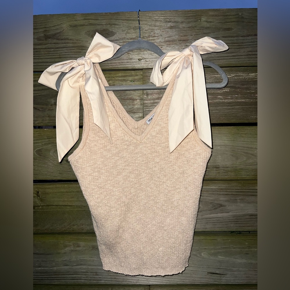 White Birch Heathered Beige Large sleeveless Sweater top